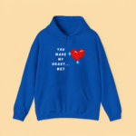 You Make My Heart Printed Hoodie – Stylish Unisex Winter Hoodie (Black/Blue)